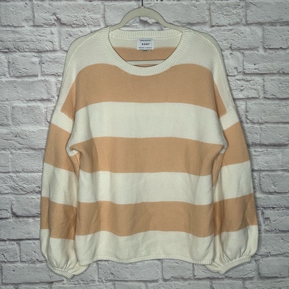 SABO Chunky Knit Slouchy Striped Balloon Sleeve Sweater - Picture 3 of 12